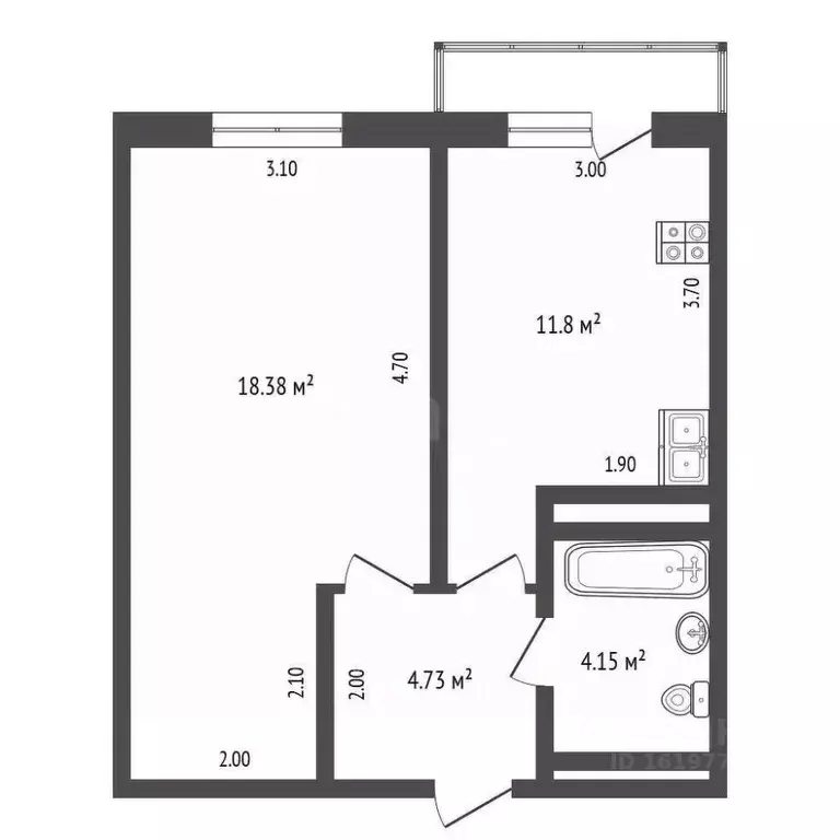 2-к кв. Саха (Якутия), Якутск ул. Автострада 50 лет Октября, 4/2 (38.7 ... - Фото 2