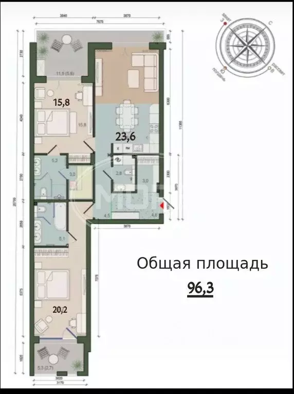 2-к кв. Калининградская область, Калининград ул. Молодой Гвардии, 34 ... - Фото 1