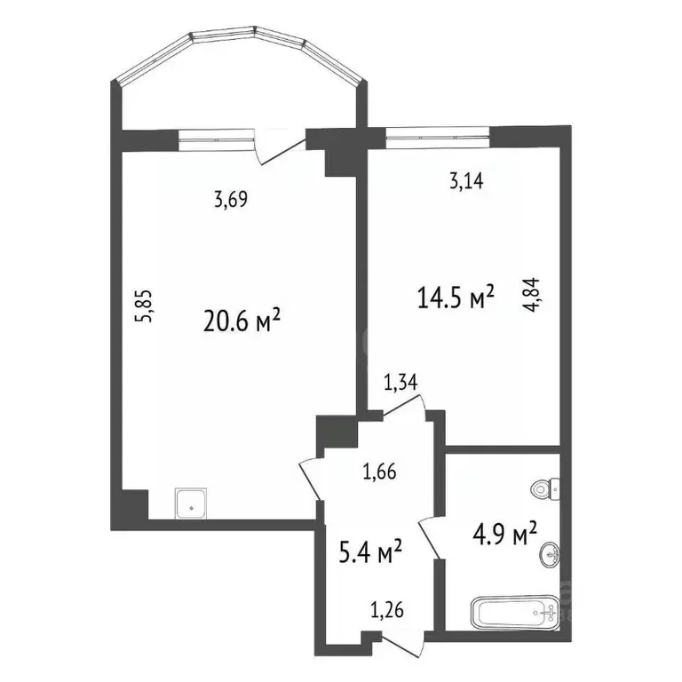 2-к кв. Красноярский край, Красноярск наб. Ярыгинская, 15 (45.4 м) - Фото 2