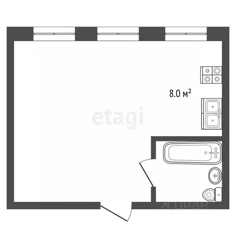 Студия Забайкальский край, Чита ул. Столярова, 23 (29.9 м) - Фото 1