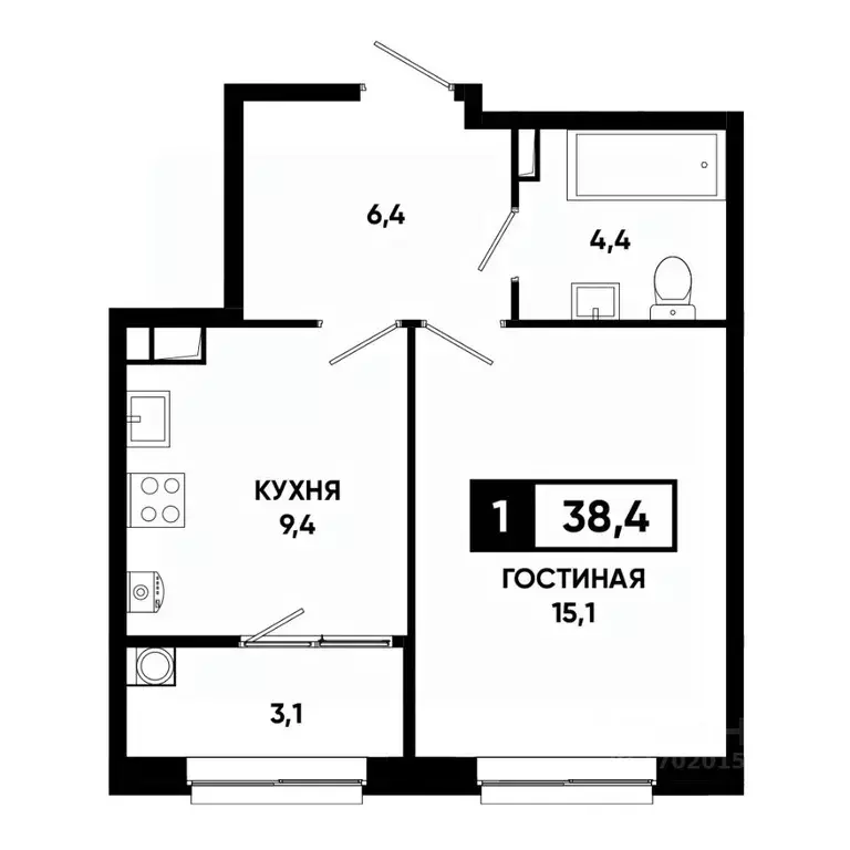 1-к кв. Ставропольский край, Ставрополь просп. Российский, 16 (38.4 м) - Фото 1