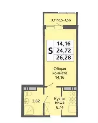 Студия Краснодарский край, Краснодар Имени Демьяна Бедного жилмассив, ... - Фото 0