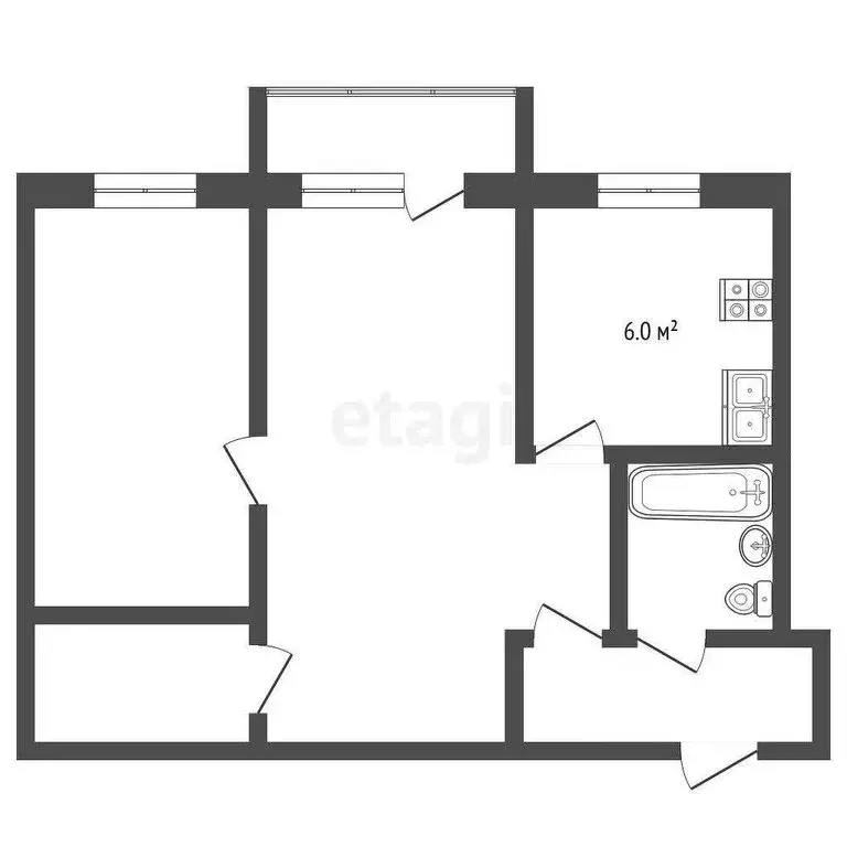 2-комнатная квартира: Вологда, Московское шоссе, 24 (43.4 м) - Фото 1