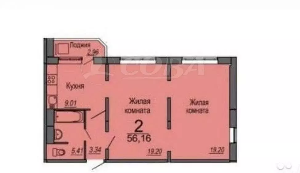 2-комнатная квартира: Тюмень, улица Павла Шарова, 1к1 (57 м) - Фото 1