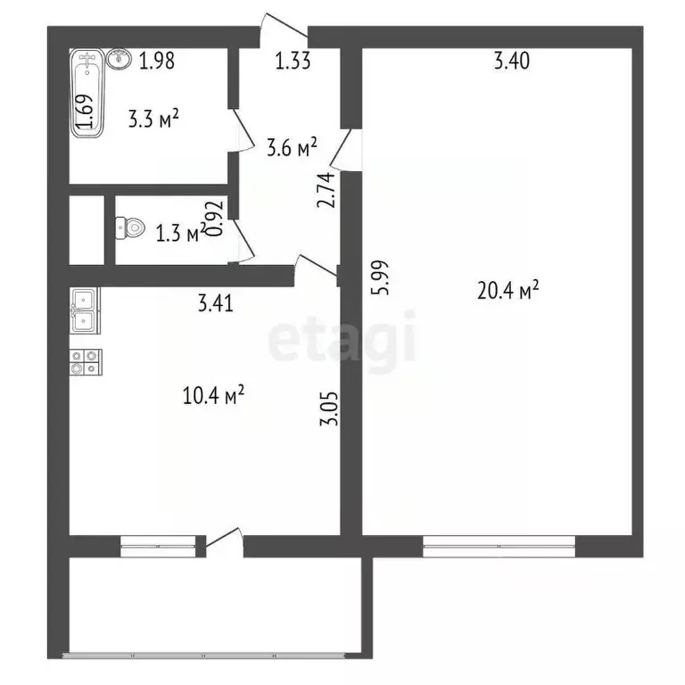 1-к кв. Санкт-Петербург ул. Богословская, 4к1 (39.0 м) - Фото 1