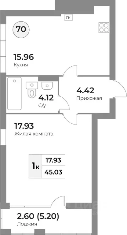 1-к кв. Калининградская область, Калининград Портовая ул., 2 (45.03 м) - Фото 0