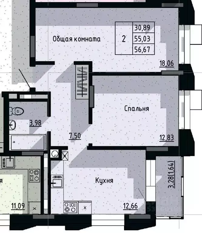2-к кв. Саха (Якутия), Якутск пос. Геологов,  (56.67 м) - Фото 0