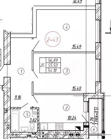 2-к. квартира, 60 м, 4/9 эт. - Фото 1