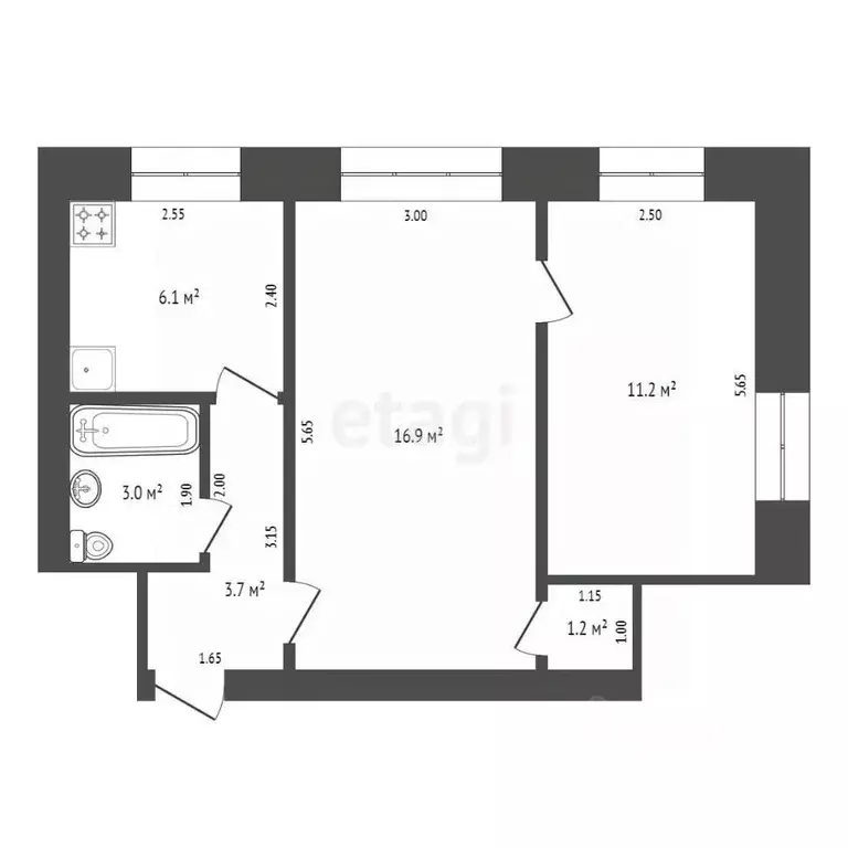 2-к кв. Архангельская область, Коряжма ул. Набережная им. Н. ... - Фото 2