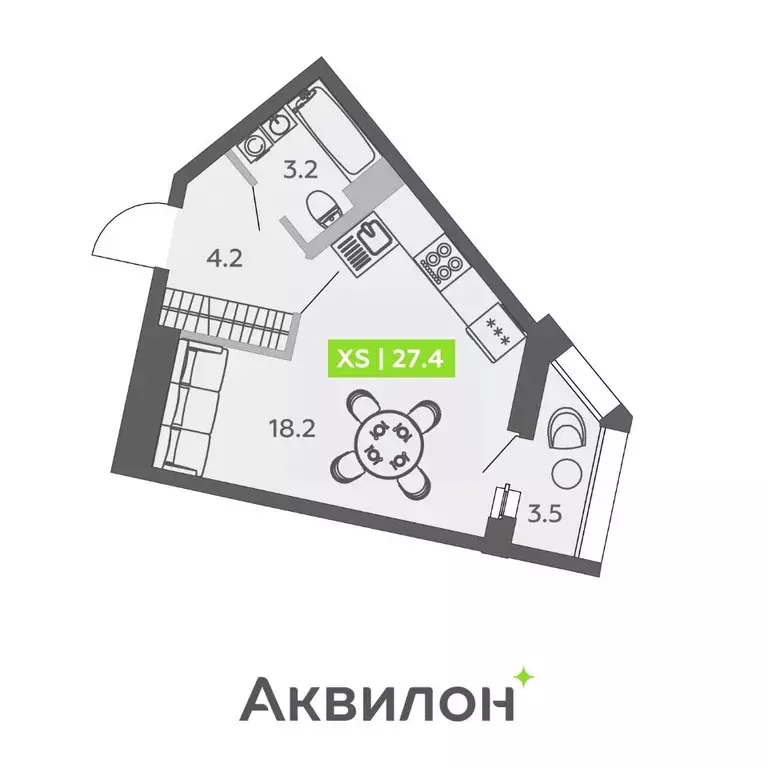 Студия Санкт-Петербург ул. Чирикова, 5 (27.4 м) - Фото 0