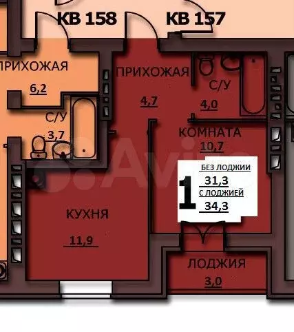 1-к. квартира, 34,3 м, 3/10 эт. - Фото 0