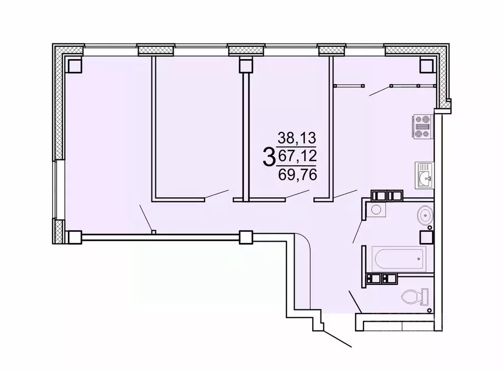 3-к кв. Хабаровский край, Хабаровск ул. Тимощука, 3/1 (71.5 м) - Фото 0