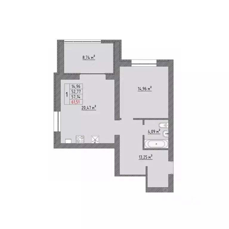 2-к кв. Ивановская область, Иваново Кооперативная ул., 3 (61.51 м) - Фото 1