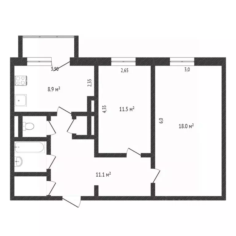 2-к кв. Ямало-Ненецкий АО, Новый Уренгой Советский мкр, 3/1 (56.3 м) - Фото 2