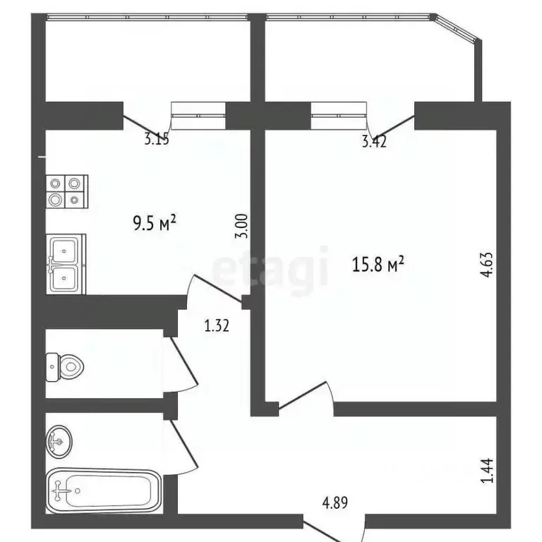 1-к кв. Московская область, Воскресенск Новлянский мкр, ул. Кагана, 19 ... - Фото 2