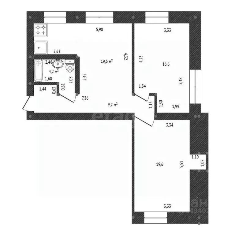3-к кв. Башкортостан, Уфа Владивостокская ул., 15 (69.4 м) - Фото 1