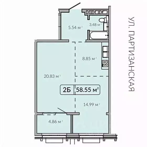 2-к кв. Иркутская область, Иркутск Байкальская ул., 89 (48.36 м) - Фото 0