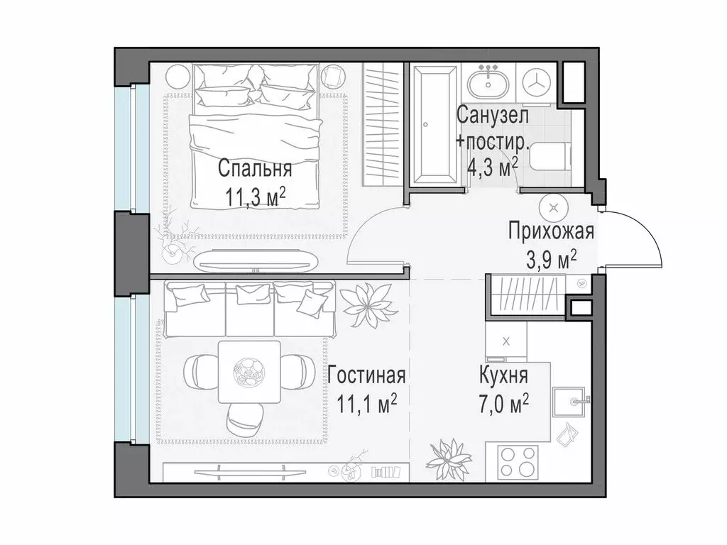 1-комнатная квартира: Мытищи, жилой комплекс Белый Grad, 12.3 (37.6 м) - Фото 0