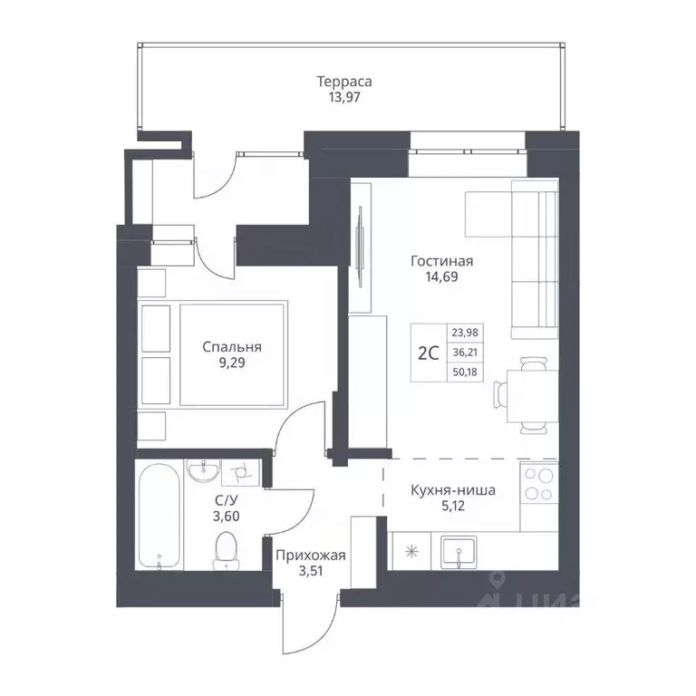 2-к кв. Новосибирская область, Новосибирск ул. Дуси Ковальчук, 246 ... - Фото 0