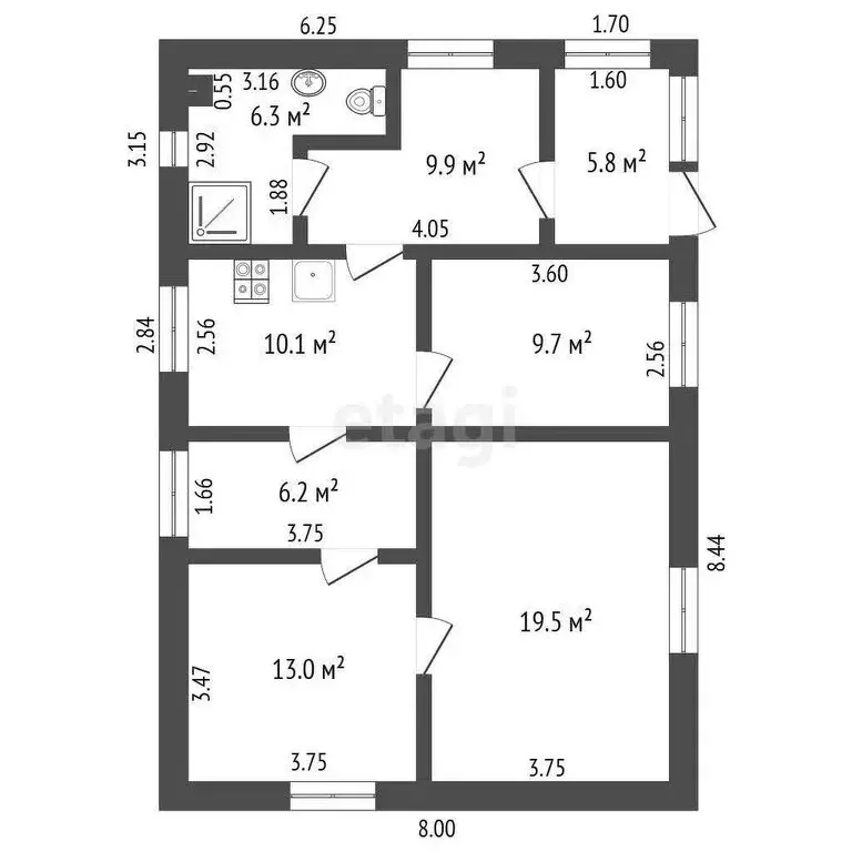 Дом в Ишим, улица Островского (74.2 м) - Фото 1