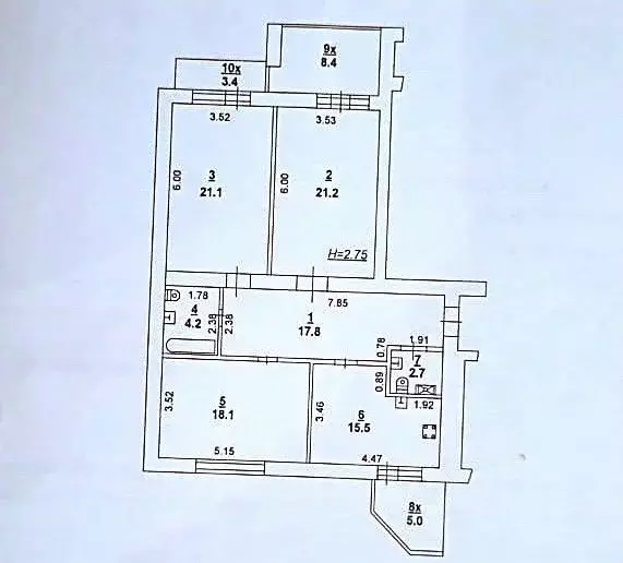 3-к кв. Ростовская область, Ростов-на-Дону Соборный пер., 94а (100.6 ... - Фото 2