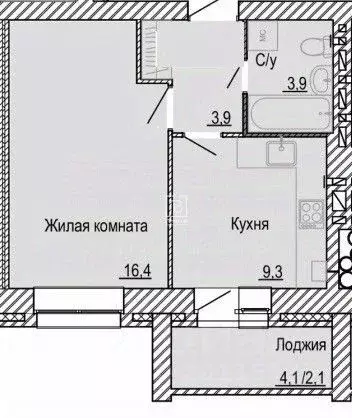 1-к кв. Калужская область, Калуга проезд 3-й Академический, 6 (36.1 м) - Фото 2