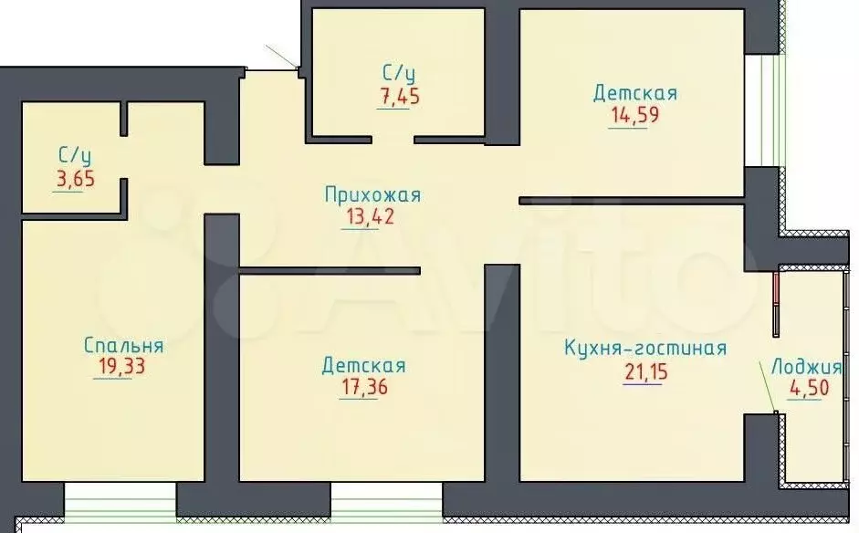 3-к. квартира, 92 м, 14/17 эт. - Фото 0
