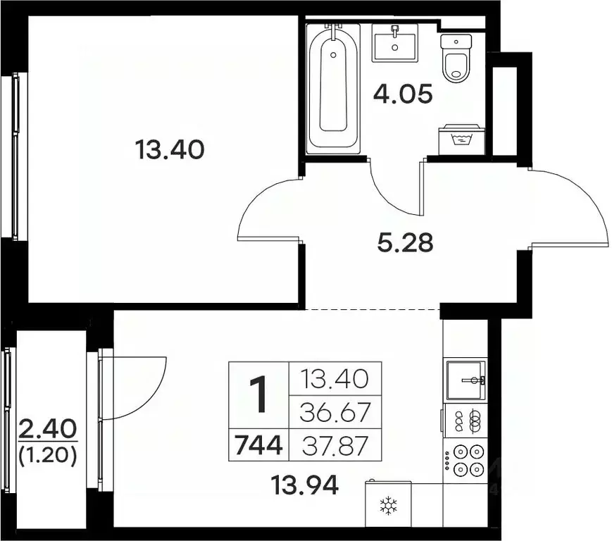 1-к кв. Владимирская область, Владимир  (37.87 м) - Фото 0