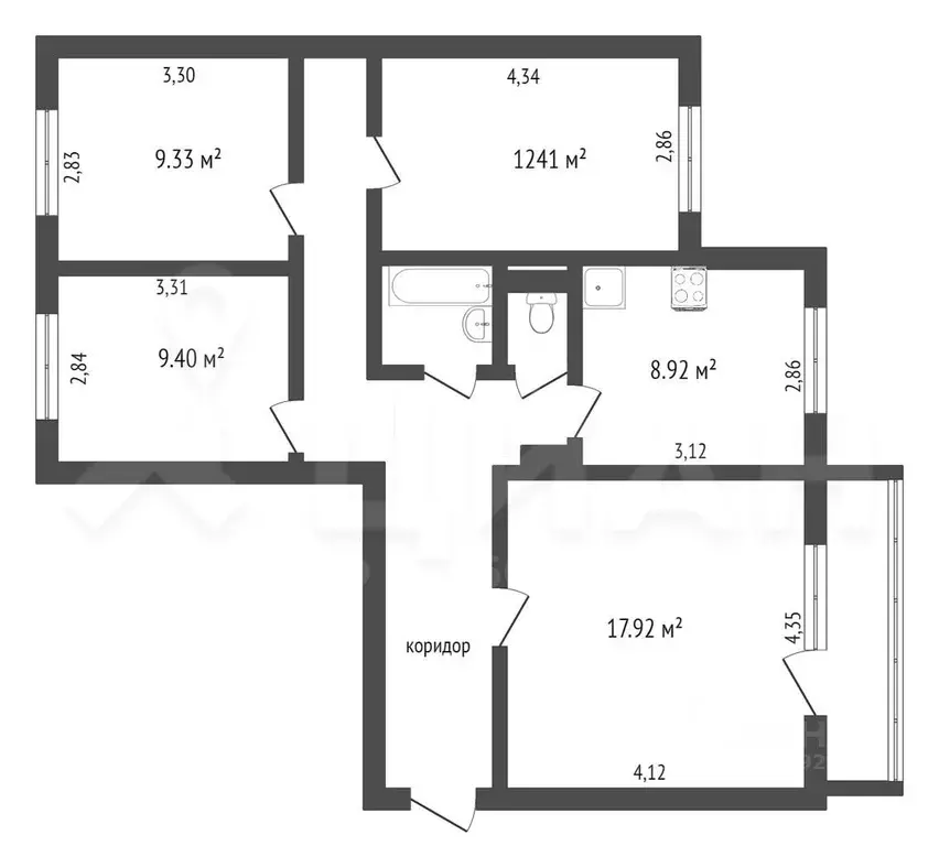 4-к кв. Красноярский край, Красноярск ул. Академгородок, 23 (81.0 м) - Фото 1
