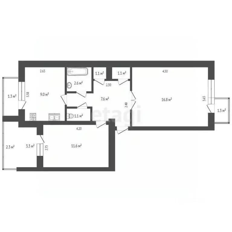 2-к кв. Крым, Черноморское пгт пер. Революции, 20 (49.5 м) - Фото 2