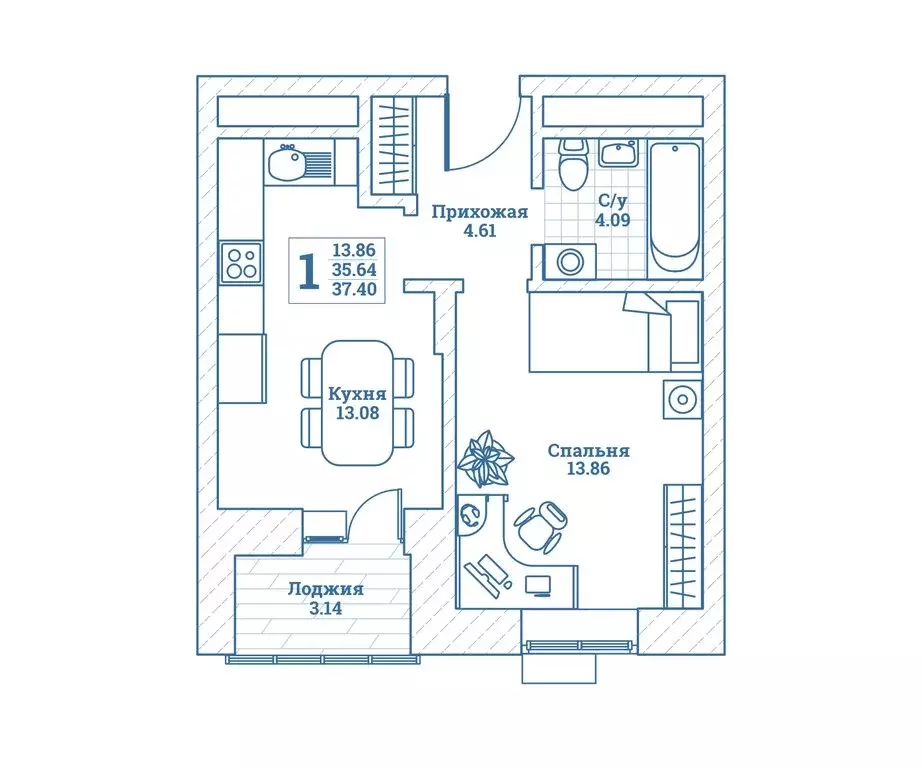 1-комнатная квартира: Монино, улица Генерала Ковачевича, 8к1 (37.7 м) - Фото 1