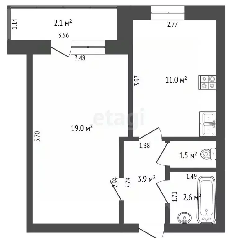 1-к кв. Ямало-Ненецкий АО, Новый Уренгой Строителей мкр, 3 (38.0 м) - Фото 2