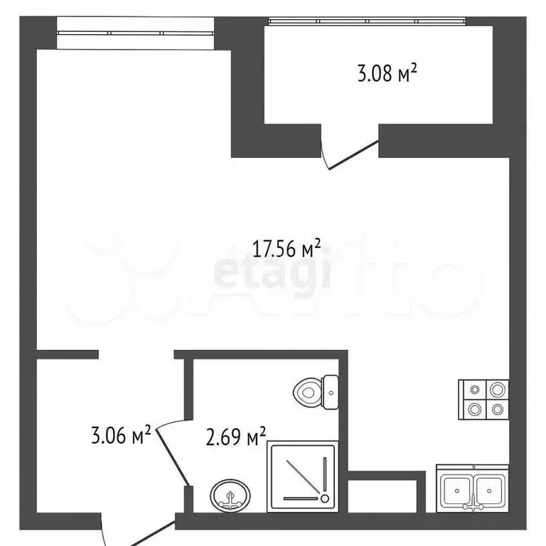 Квартира-студия, 28 м, 12/19 эт. - Фото 0