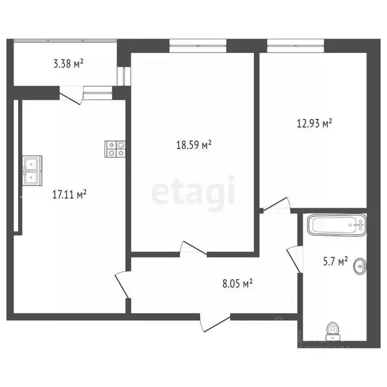 2-к кв. Ростовская область, Ростов-на-Дону ул. Матросова, 35 (66.0 м) - Фото 1