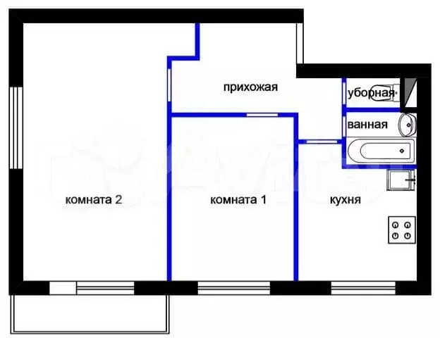 2-к. квартира, 42 м, 4/5 эт. - Фото 0