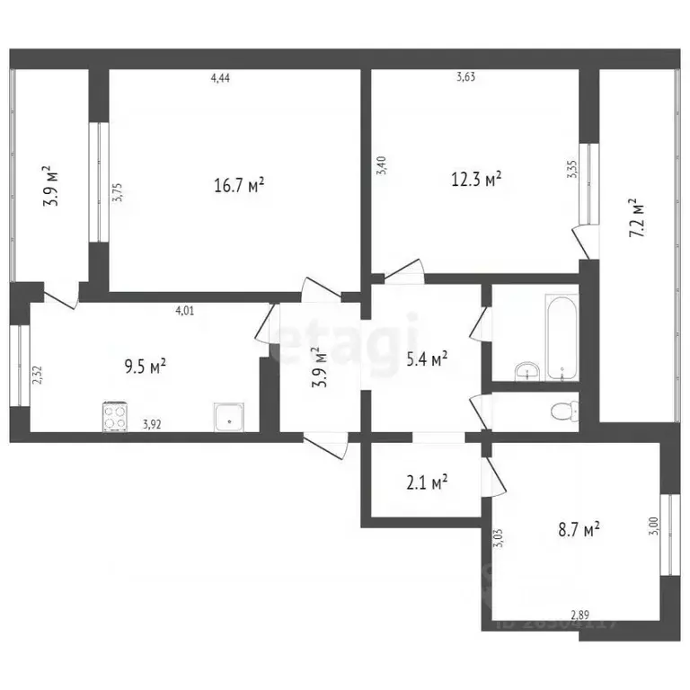 3-к кв. севастополь просп. героев сталинграда, 35 (60.2 м) - Фото 1