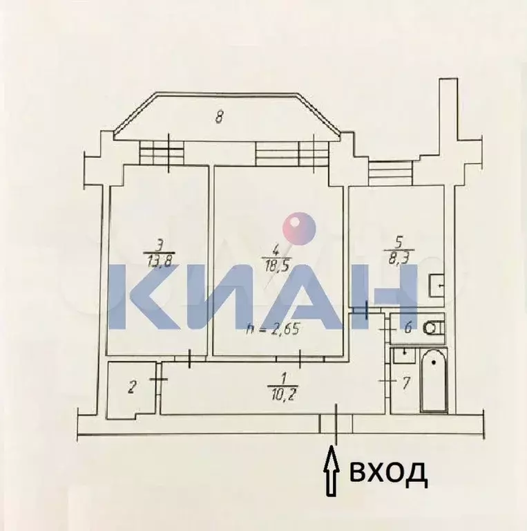 2-к. квартира, 56,8 м, 3/10 эт. - Фото 0