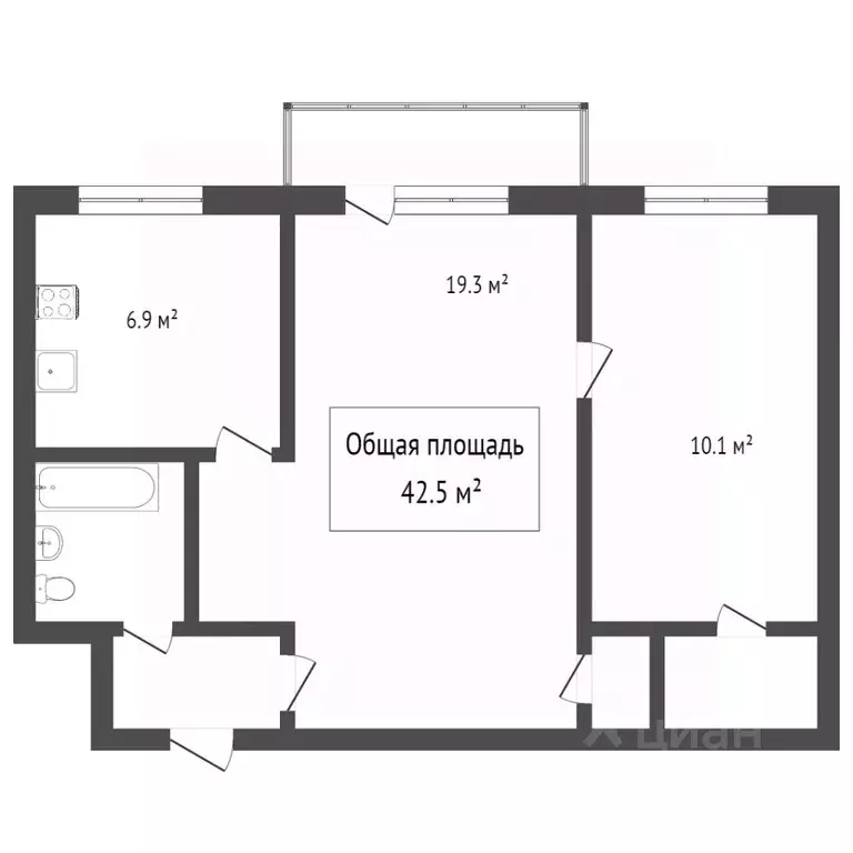 2-к кв. Томская область, Томск Киевская ул., 101 (41.0 м) - Фото 2