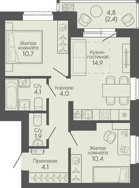 2-к кв. Волгоградская область, Волгоград Трехгорная ул., 27 (52.5 м) - Фото 0
