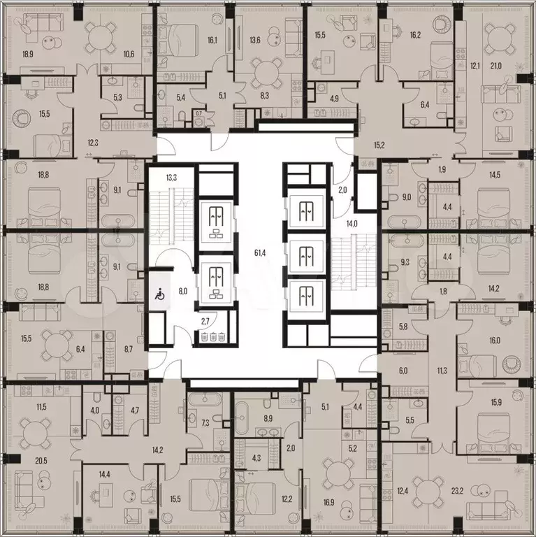 4-к. квартира, 121,1 м, 18/47 эт. - Фото 1