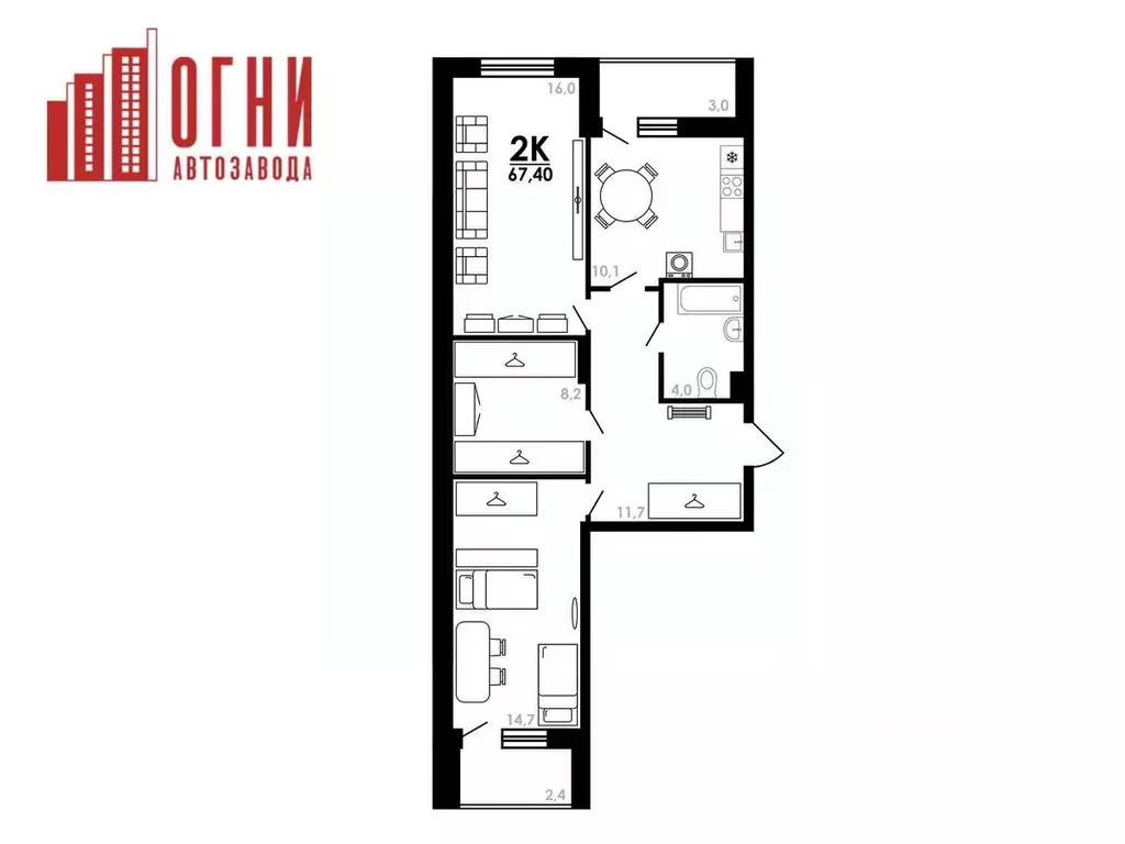 2-к кв. Нижегородская область, Нижний Новгород Коломенская ул., 8к4 ... - Фото 0