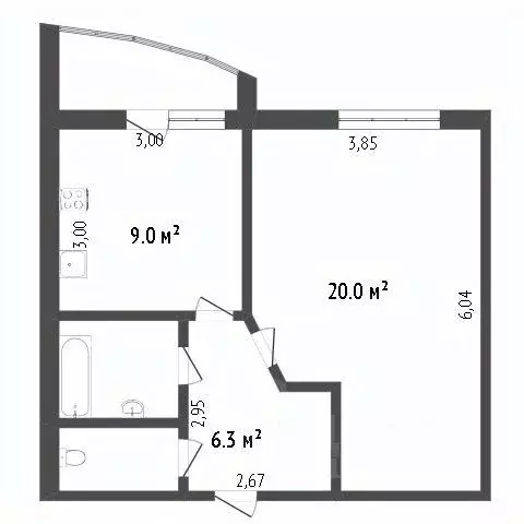 1-к кв. Белгородская область, Белгород ул. Макаренко, 38 (40.0 м) - Фото 2
