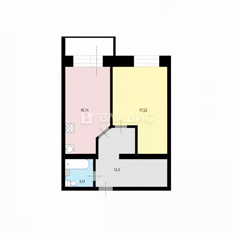 1-комнатная квартира: Благовещенск, улица Василенко, 14/1 (48.7 м) - Фото 1