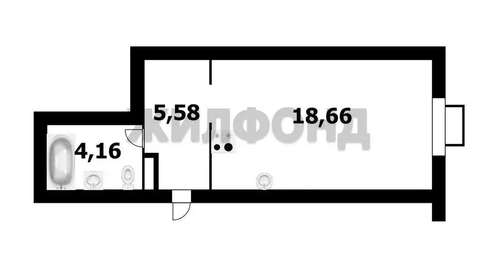 Квартира-студия: Новосибирск, 3-й переулок Римского-Корсакова (28.4 м) - Фото 1