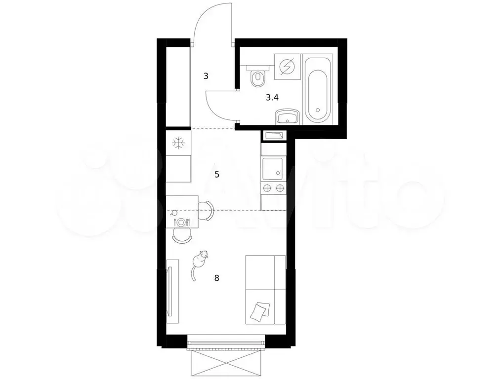 Квартира-студия, 19,4 м, 23/39 эт. - Фото 0