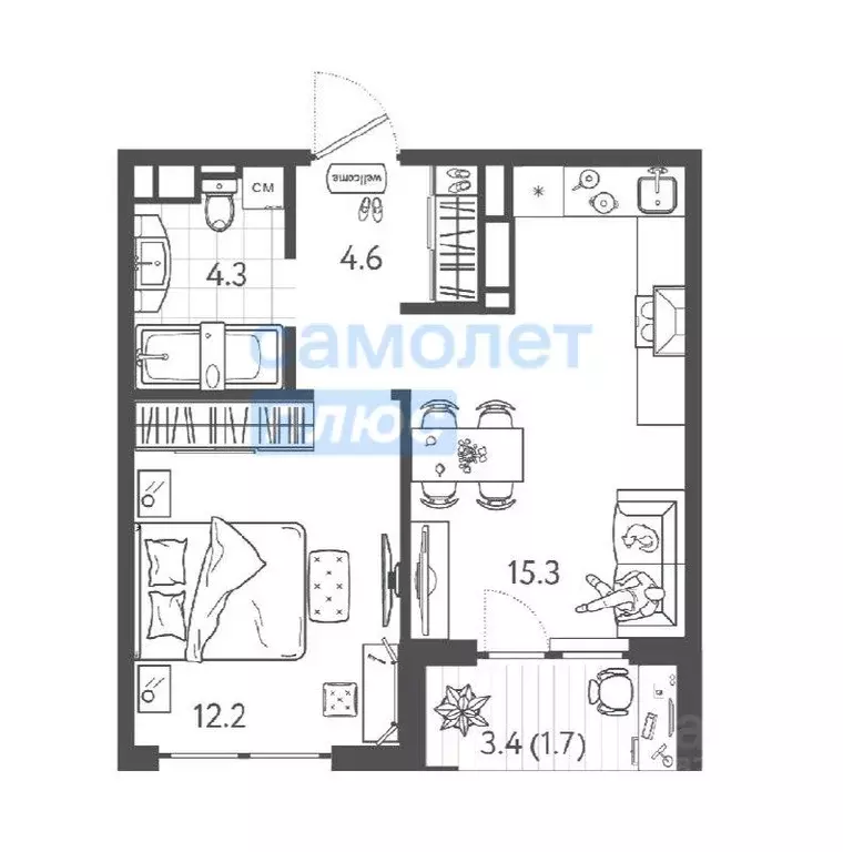 1-к кв. Краснодарский край, Краснодар Колхозная ул., 5/2к4 (38.1 м) - Фото 1