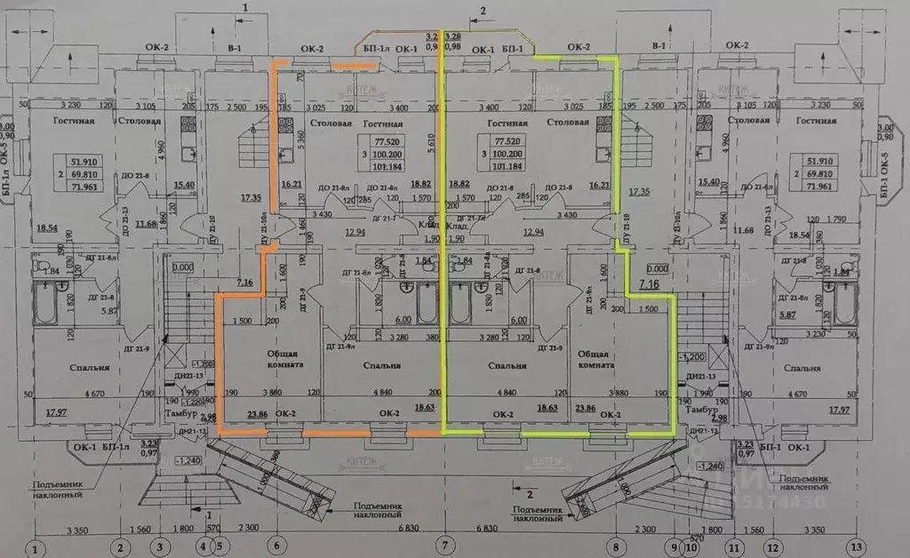 3-к кв. Калужская область, Калуга Воскресенский пер., 26А (97.29 м) - Фото 2