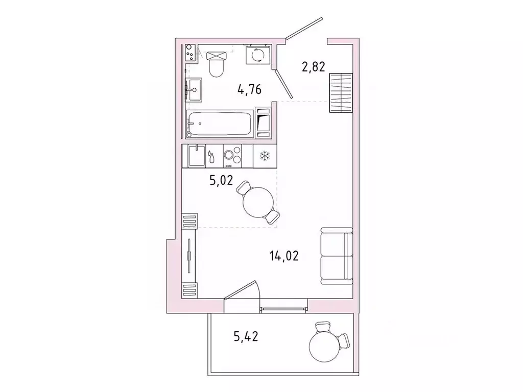 Студия Ленинградская область, Гатчина Въезд мкр,  (28.25 м) - Фото 1