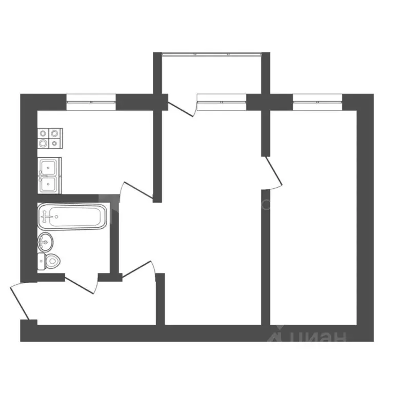 2-к кв. Тюменская область, Тюмень ул. Пермякова, 6а (47.9 м) - Фото 1