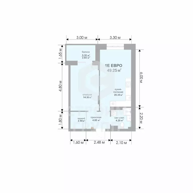 1-комнатная квартира: Владимир, СНТ Текстильщик (48.85 м) - Фото 2